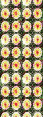 Sabıka fotoğraflarında, bebek kıyafetlerinde, duvar kâğıtlarında, paket kutularında falan kullanılabilir. Raster. Zarif, parlak ve eskiz yeşil ve sarı çiçek desenli.