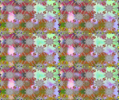 Düz Çiçek Elementleri Tasarımı. Renkli Bahar Temalı Kusursuz Arkaplan. Çocuk stili. Çiçekli pürüzsüz raster arka plan.