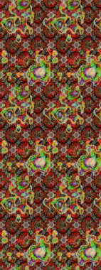 Patlayan çiçekler soyut olarak yerleştirilmiş. Raster deseni. Kahverengi ve kırmızı renklerde bahar çiçekleri. Raster illüstrasyonu.