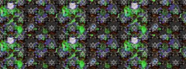 Egzotik çiçekler, botanik olarak parlak, siyah ve gri renkler üzerine klasik bir doğa. Raster illüstrasyonu. Klasik tropikal doğal elementlerin suluboya seti.