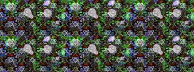 Kumaş, tekstil, duvar kağıdı baskısı için. Eskiz geçmişi. Raster illüstrasyonu. Miles Fleur, süslü püslü bir süs. Eski usul. Tomurcukları papatya çiçekleri olan sevimli bir çiçek deseni..