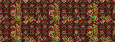 Raster illüstrasyonundaki çiçek desenli çizim. Kahverengi ve kırmızı renkte çiçekler. Düz Çiçek Elementleri Tasarımı. Renkli Yaz Teması çizim şablonu.