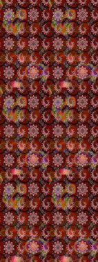 Raster illustration. Raster pattern. Cute Floral pattern in the small flower. Gentle, summer floral on brown and red colors.