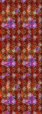 Raster illüstrasyonu. Kahverengi ve kırmızı renklerde. Çiçekli güzel suluboya desen.