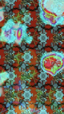 Raster illüstrasyonundaki çiçek desenli çizim. Mavi ve kahverengi renkte çiçekler. Renkli Yaz Temalı eskiz kalıbı. Düz Çiçek Elementleri Tasarımı.