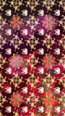 Kahverengi ve bej renkli çiçekler. Raster illüstrasyonunda çiçek deseni çizimi.