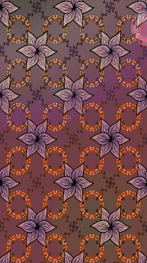 Yumuşak, yaz çiçekleri kahverengi ve mor renklerde. Küçük çiçekteki sevimli çiçek deseni. Raster illüstrasyonu. Raster deseni.