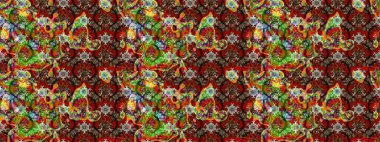 Kahverengi ve kırmızı renkte çiçekler. Raster illüstrasyonunda çiçek deseni çizimi.