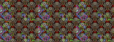 Millefleur 'lar. Küçük gri ve kahverengi renkte oldukça eski bir besin torbası deseni, çiçekler. Tekstil, kumaş, kapaklar, duvar kağıtları, baskı, paket, koleksiyon defteri, örgü, dekupaj için çiçek arkaplanı..