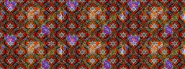 Millefleur 'lar. Tekstil, kumaş, kapaklar, duvar kağıtları, baskı, naylon, koleksiyon defteri, örgü, dekupaj için güzel bir eskiz. Küçük kahverengi ve kırmızı renkte güzel bir besin torbası deseni, çiçekler..