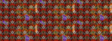 Kahverengi ve kırmızı renklere karalamalar çizilmiş çiçek deseni. Raster illüstrasyonu.