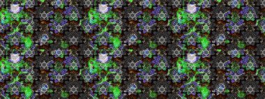 Egzotik çiçekler, botanik olarak parlak, siyah ve gri renkler üzerine klasik bir doğa. Raster illüstrasyonu. Klasik tropikal doğal elementlerin suluboya seti.