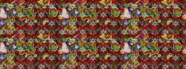 Küçük çiçekteki sevimli çiçek deseni. Bir sürü kahverengi ve kırmızı soyut çiçekli tropik eskiz deseni. Varicolobrown ve Red Raster çizimi.