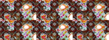 Şirin çiçek elementleri. Robot resim. Gri ve kahverengi renkli çiçekler. Raster illüstrasyonu.