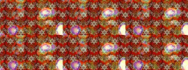 Raster illüstrasyonu. Raster deseni. Kahverengi ve kırmızı renklerde bahar çiçekleri. Patlayan çiçekler soyut yerleştirilmiş.