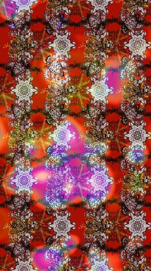 Raster illüstrasyonu. Çizim çiçek deseni duvar kâğıdı olarak kullanılabilir. Kahverengi ve kırmızı renkte çiçekler.