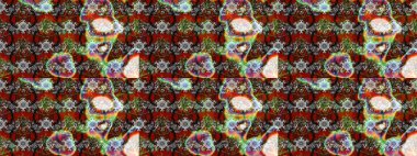 Kahverengi ve gri renkte etnik çiçeklerle süslenmiş zarif bir eskiz deseni. Raster Çiçek İllüstrasyon Şirin Tekstil.