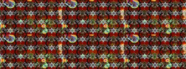 Raster illüstrasyonu. Gri ve kahverengi renklere karalamalar çizilmiş çiçek deseni.