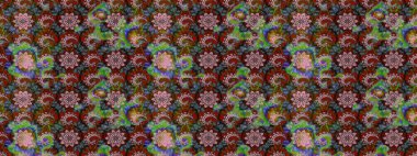 Düz Çiçek Elementleri Tasarımı. Renkli Bahar Teması eskiz kalıbı. Güzel çiçek deseni. Kahverengi ve yeşil renkte çiçekler.