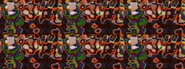 Düz Çiçek Elementleri Tasarımı. Kahverengi ve yeşil renklerde zarif çiçekli suluboya. Raster illüstrasyonu. Renkli Bahar Teması çizim şablonu.