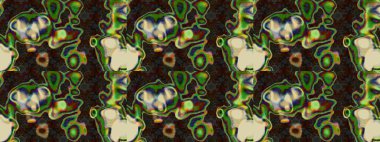 Moda baskısı, albüm, ambalaj kağıdı ve duvar kağıdı için zarif dekoratif süslemeler. Raster illüstrasyonu. Küçük çiçekli basit bir çiçek çizimi. Yeşil ve kahverengi renkli şirin çiçekler..