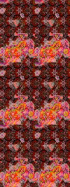 El çizimi. Suluboya çizimi. Kahverengi ve pembe renkli çiçekler. Çiçekli çizim deseni.