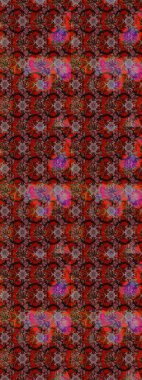 El çizimi çiçek çizimi deseni (fayans). Tekstil için suluboya eskiz deseni. Şirin çiçekleri, desenleri, kahverengi ve kırmızı renkleri olan renkli çizim deseni.