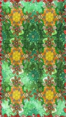 Yeşil ve nötr renklerde çiçekler. Yumuşak, yaz çiçekli arka plan. Raster çiçek desenli ve çiçekli..