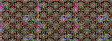 Çiçek tasarımı için inanılmaz bir kolaj cenneti tarzı. Parlak çiçekli kolaj çiçekleri gri ve siyah. Çiçekli zambaklar eskiz arka planı.