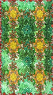 Yeşil ve nötr renklerde çiçekler. Yumuşak, yaz çiçekli arka plan. Raster çiçek desenli ve çiçekli..