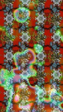 Kahverengi ve yeşil renklerde güzel bir tekstil. Raster illüstrasyonu. Suluboya çiçekli çiçek deseni.