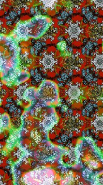 Kahverengi ve yeşil renklerde güzel bir tekstil. Raster illüstrasyonu. Suluboya çiçekli çiçek deseni.