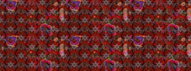 Renkli Bahar Teması eskiz kalıbı. Kahverengi ve kırmızı renkte çiçekler. Düz Çiçek Elementleri Tasarım Raster illüstrasyonu. Çiçek eskiz kalıbı geçmişi.