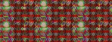 Kahverengi ve kırmızı renkte etnik çiçeklerle süslenmiş zarif bir eskiz şekli. Asya Tekstil 'inde Raster Çiçek İllüstrasyonu.