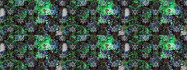 Klasik çiçek tasarımı elementleri. Raster illüstrasyonu. Gri ve yeşil kıvırcık çiçekler Gri ve yeşil renklerde.