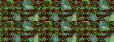 Sanat, esinlenerek ve kahverengiye benzer çiçekler bırakır. Raster deseni. Karalama çiçekleri çizim kalıbı. Yeşil ve kahverengi el çizimi desen.