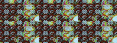 Raster illüstrasyonundaki çiçek desenli çizim. Tarafsız ve kahverengi renkte çiçekler.