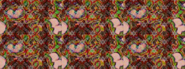 Raster illüstrasyonu. Çiçek desenli eskiz, darbeler, sıçramalar, yaz çiçekleri. Kahverengi ve nötr renkte çiçekler.