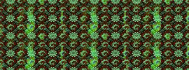 Yeşil ve siyah renkli çiçekler. Raster illüstrasyonundaki çiçek desenli çizim. Renkli Yaz Temalı eskiz kalıbı. Düz Çiçek Elementleri Tasarımı.