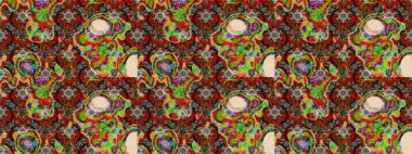 Kırmızı ve kahverengi çiçekli eskiz deseni, suluboya çiçek deseni, sevimli çiçek, duvar kağıdı, kart veya kumaş için fayanslı. Raster - stok.