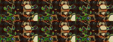 Kahverengi ve gri renkli çiçekler. Raster illüstrasyonu. El çizimi çiçekli soyut çizim deseni.