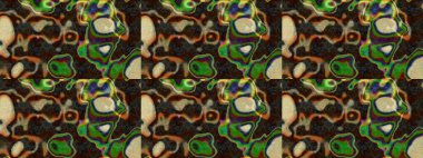 Renkli grunge, soyut arkaplanı kolonya ve gri çiçeklerle süslüyor. Parmak izi, kumaş, duvar kâğıdı, tekstil için raster dokusu. Nakış desenli çiçek deseni..