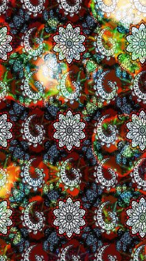 Siyah ve nötr renklerde çiçekler. Kumaş desenli papatya çiçekleri ayrıntıları.