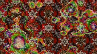 Kahverengi ve kırmızı renkte çiçekler. Raster illüstrasyonunda çiçek deseni çizimi.