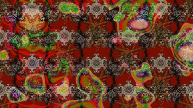 Küçük renkli çiçekler. Küçük çiçekte güzel bir desen. Kahverengi ve kırmızı çiçekli bahar çiçekleri. Moda baskıları için zarif bir şablon. Motley illüstrasyonu.