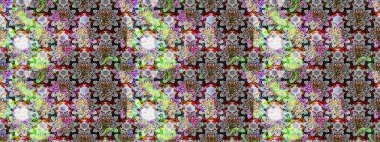 Bir sürü gri ve nötr soyut çiçekli tropik eskiz deseni. Küçük çiçekteki sevimli çiçek deseni. Varisologray ve nötr raster çizimi.