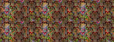 Tomurcukları papatya çiçekleri olan sevimli bir çiçek deseni. Raster illüstrasyonu. Miles Fleur, süslü püslü bir süs. Kumaş, tekstil, duvar kağıdı baskısı için. Eskiz geçmişi. Antika retro tarzı.