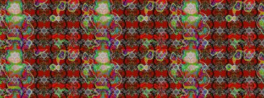 Kahverengi ve kırmızı renkte etnik çiçeklerle süslenmiş zarif bir eskiz şekli. Asya Tekstil 'inde Raster Çiçek İllüstrasyonu.