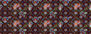 Yatak çarşafları, ceket, paket tasarımı, kumaş ve moda kavramları için tekstil baskısı. Çiçekleri, deniz kabukları, mandalaları ve suluboya efektleriyle donanma geçmişi. Çizim kalıbı etnik tasarım.