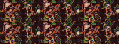 Renkli çizim kalıbı. Çiçek duvar kâğıdı. Çiçek arkaplan. Kahverengi ve mor renkli şirin tekstil. Raster illüstrasyonu.